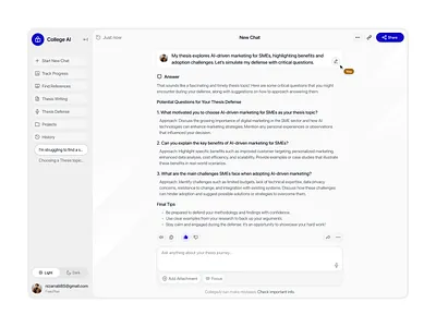 Thesis AI Assistant ai ai chat bot ai chat student ai for student ai helping student ai research artificial intelligence chat ai clean research research for student thesis ai ui