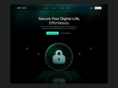 SaaS - Security for Hero Section b2b b2c clean cyber cybersecurity dark mode design landing page minimal modern saas secure security ui design uiux web website whitespace