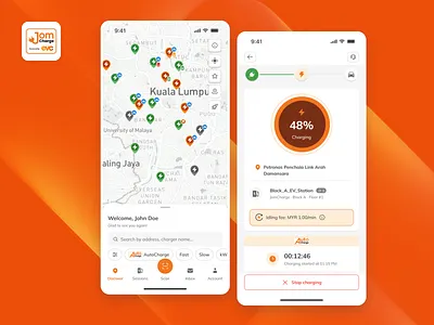 JomCharge EV App: UI/UX Case Study (2023-2024) case study charging charging app electric vehicle charger ev app ev charger app ev charging app jomcharge map mobile app timer ui ux