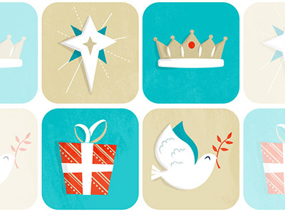 Christmas Project Pt 2 christmas crown dove gift icons illustration peace star