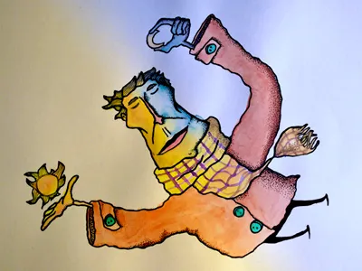 Daynight day daylight drawing illustration ink moon night sun watercolor