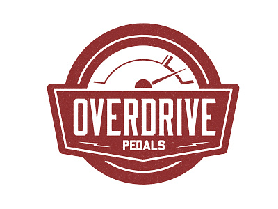 Overdrive Pedals WIP badge illustration logo retro stamp vintage