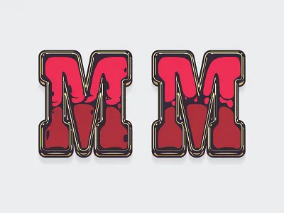 M - 3 flat colors chrome chrome custom emble flat lettering m milkman red type