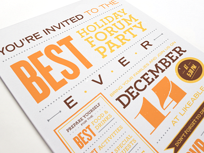 Holiday Party Invitations holiday invitation orange party print retro type typography