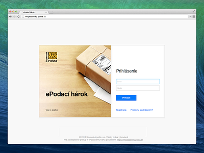 Moje Zasielky — Login webapp