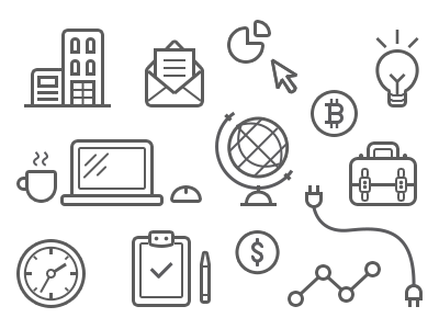 Business-y Line Illustrations business desktop icons illustration javin ladish line tech tools work