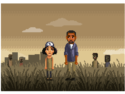 Walking dead game 8 bit illustration pixel art