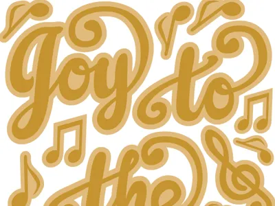 Joy to the World christmas joy letters music notes type