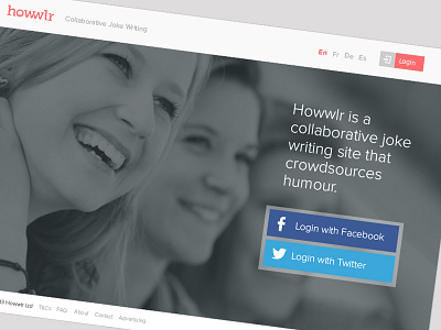 Howwlr Landing Page application design facebook landing login splash stock twitter ui ux web website