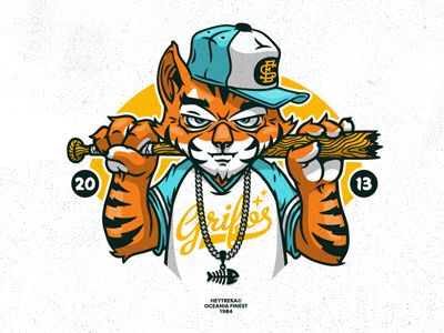 Oceania Finest 2013 baseball bat fish illustration street tiger vector