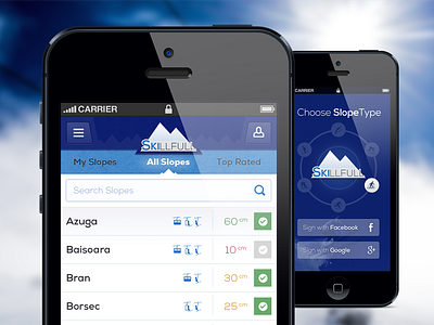 Skillfull: iOS App - Slope List ios level mobile. iphone options ski slopes ui user experience user interface ux webdesign