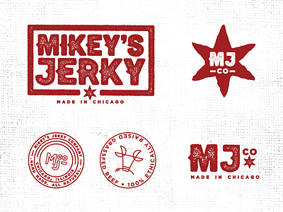 Mikey's Jerky Company beef beef jerky branding chicago grunge hand made jerky logo packaging