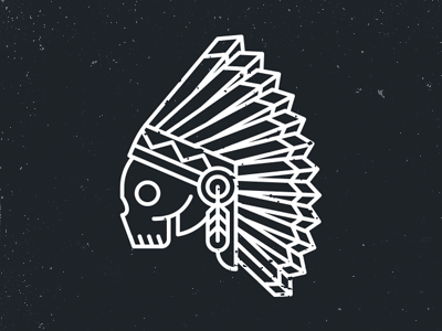 Indian skull feather line skull war bonnet