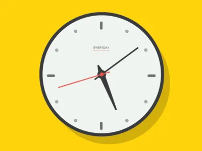EVERYDAY clock flat hunx co. illustration yellow