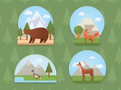 Forest Animal animal background badge bear deer forest fox goose tree wild