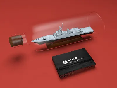 Aviso - Business card aviso bottle business card law lawyer office red render sea ship wave