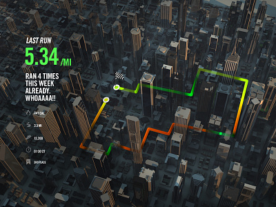 Run Data Exploration 3d c4d map miles nike running stats