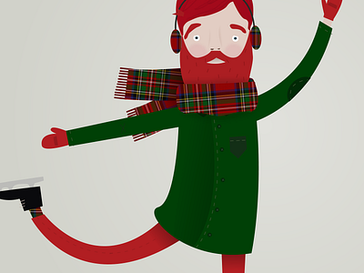 Holiday Ice Skater beard holiday ice skating illustration winter