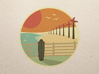 Debut badge beach california debut holiday illustration lords of dogtown palmtrees skateboard summer vector vintage
