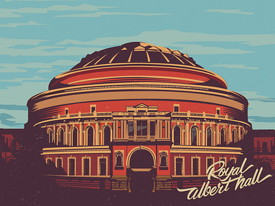 5th of the series historic illustration london monument royal albert hall