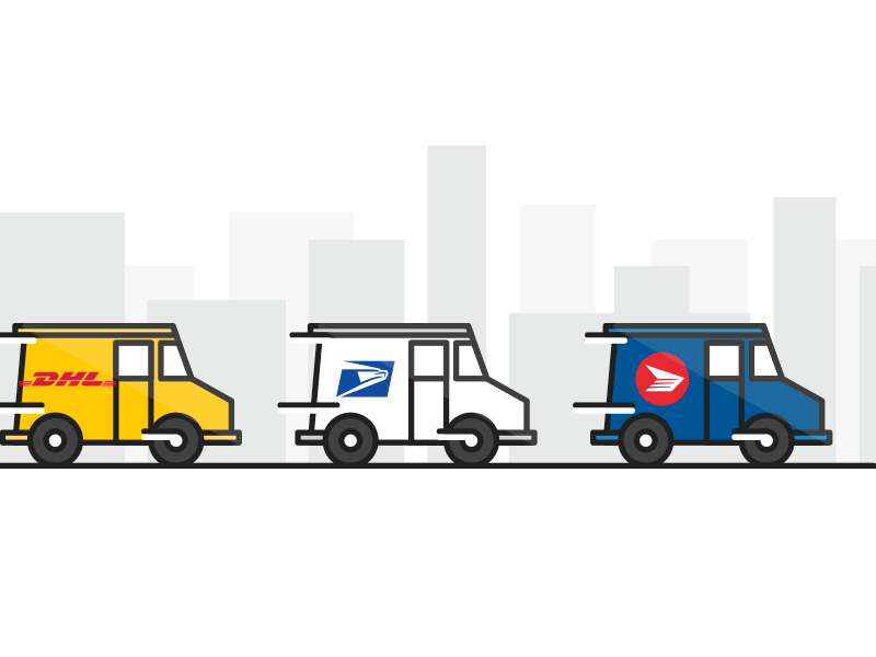 GIF trucks on trucks on ... bus city mail shipping truck trucks