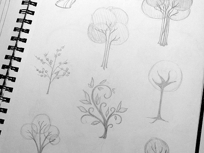 Tree Sketches for a Logo Design art nouveau earth organic pencil sketchbook sketches tree whimsical