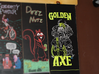 Golden Axe Ale beer chalk illustration typography