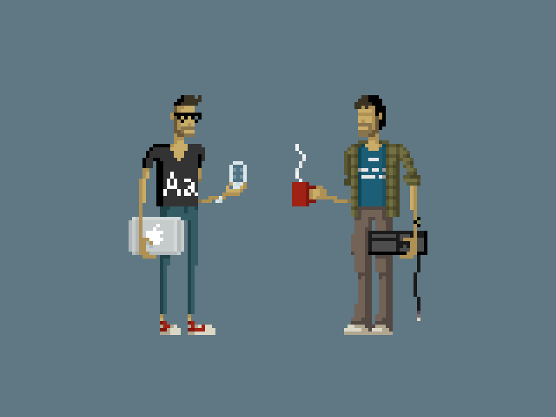 [animated] Designer vs. Developer code designer developer fight hipster intermedia iphone joy macbook nerd web