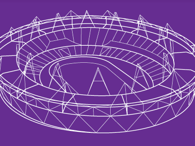 London Olympic Stadium infographic line drawing outline vector