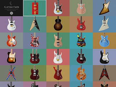 FlatGuitars.com Update fender flat flat design gibson gretsch guitar ibanez illustration prs washburn web design