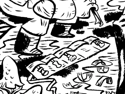 David the Gnome brushpen cartoon illustration ink woodcut