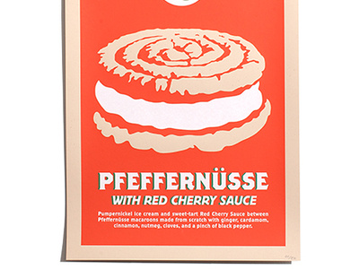 Pfeffernüsse With Red Cherry Sauce Poster 3 color alps design ice cream illustration jenis splendid ice creams mamas sauce screen print