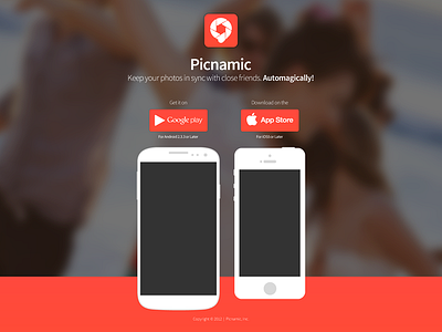 Landing Page android app call to action clear flat google play ios landing page picnamic simple ui web