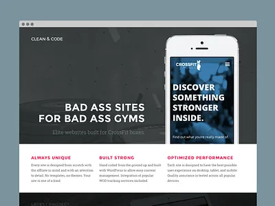 Clean & Code - One page site design flat mockup web design