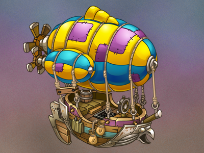 Airship for Skyburg game airship anna ivanova blimp concept art game item oscolcov nikita pykodelbi skyburg steampunk zeppelin иванова анна