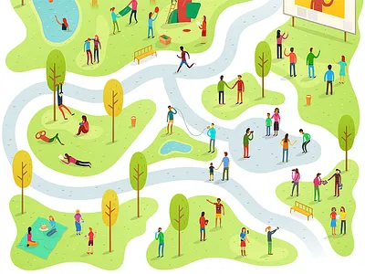 People Park characters communication concept friends illustration illustrator outdoors outside park trees vector