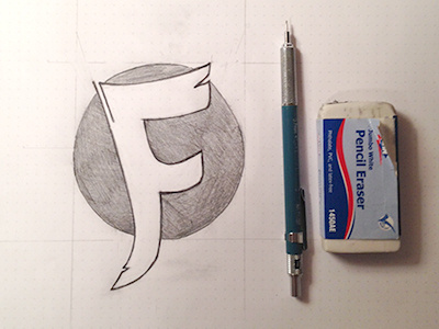 "Feathered" F animated cartoon f feather hand letter lettering mechanical pencil pencil type