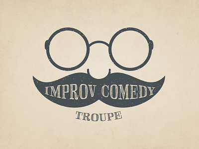 Improv Comedy Troupe blue brown comedy glasses group holiday improv mustache vintage