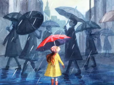 Look up! gouache illustration watercolor