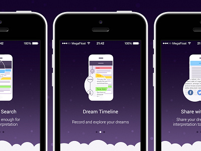 Features gallery app clouds features ios7 iphone onboarding ui