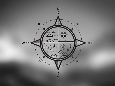 W.N.E.S - Weather compass compass design flat line lines logo minimal sun weather