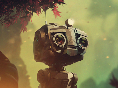 iOS game re-design 3d c4d character design cinema 4d concept art key visual robot shadow tree