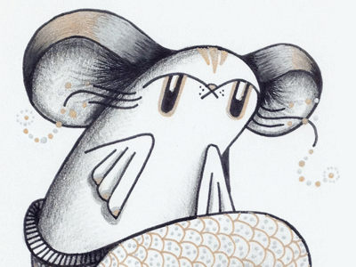 Sea Mouse colored pencil drawing metallic mouse pens sea