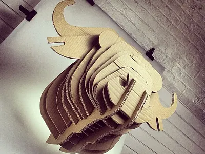 Buffalo animal big buffalo buffle cardboard carton design head paper