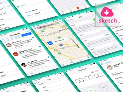 Free Fully Editable GUI Content Views for iOS 7 app download free interface ios ios7 iphone sketch template ui ux