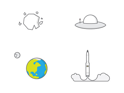 Space Icons 2 asteroid earth icons rocket space ufo