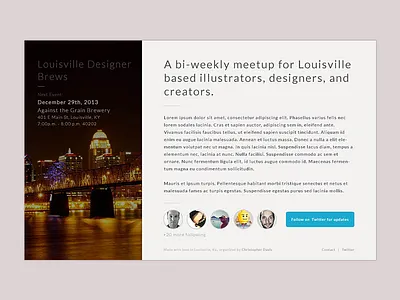 Louisville Designer Brews Landing WIP design louisville meetup ui web design