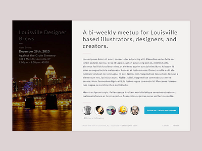 Louisville Designer Brews Landing WIP design louisville meetup ui web design