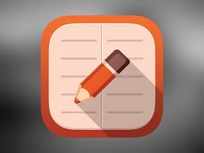 Note App Icon blur flat icon ios7 longshadow note orange pencil