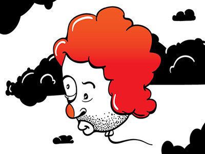 Cloudin' Around character clouds clown drawing illustration